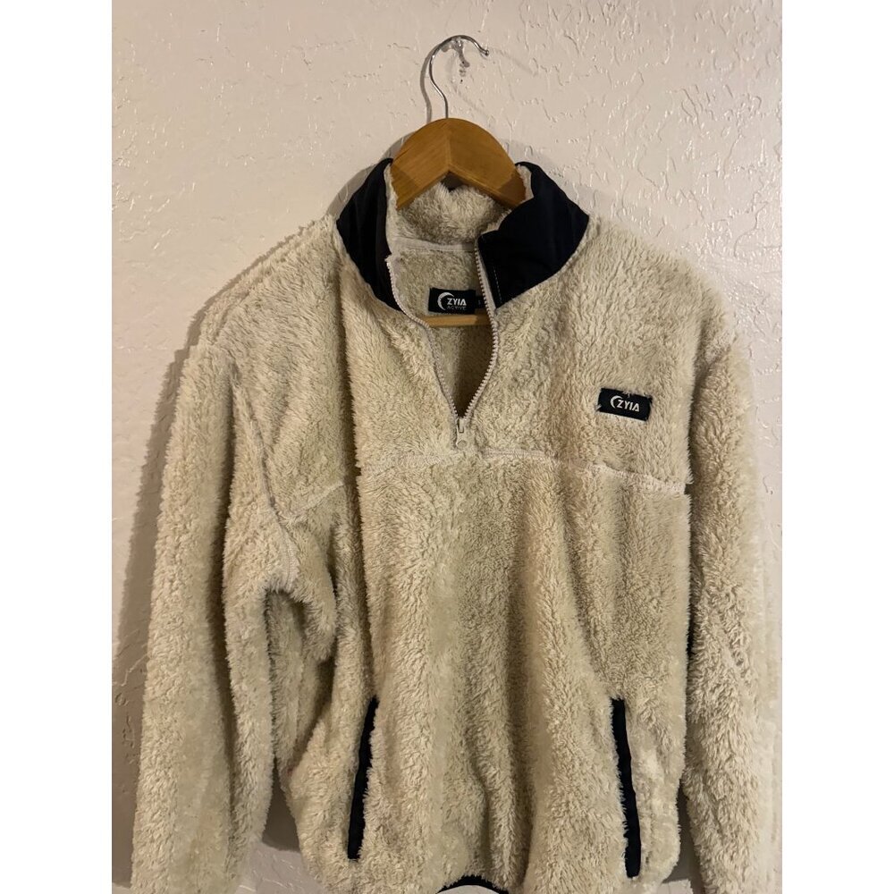 Y Zyia Active Cream Sherpa Fleece 1/4 zip Pullover Sweater - Picture 10 of 14